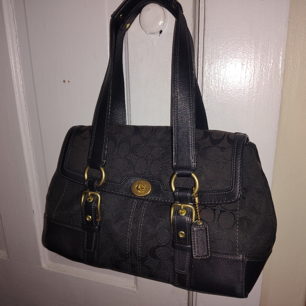 Coach Hampton Signature Flap Satchel
